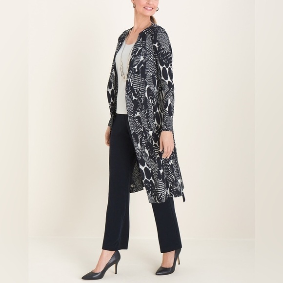 Chico’s Travelers Collection Pleated Printed Jacket - Picture 1 of 10